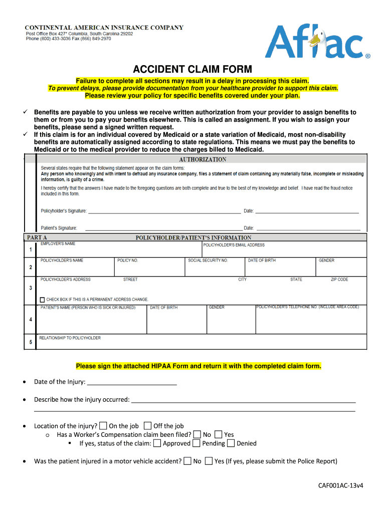 Blank Aflac Claim Form Fill Online Printable Fillable 