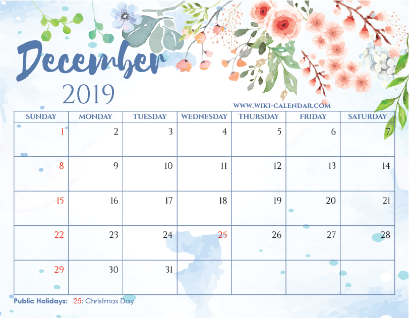Blank December 2019 Calendar Printable On We Heart It