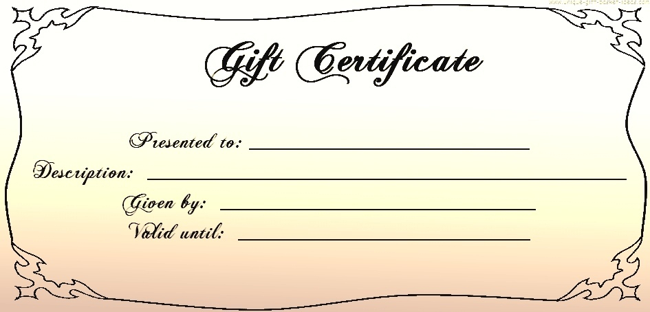 Blank gift pdf certificate template