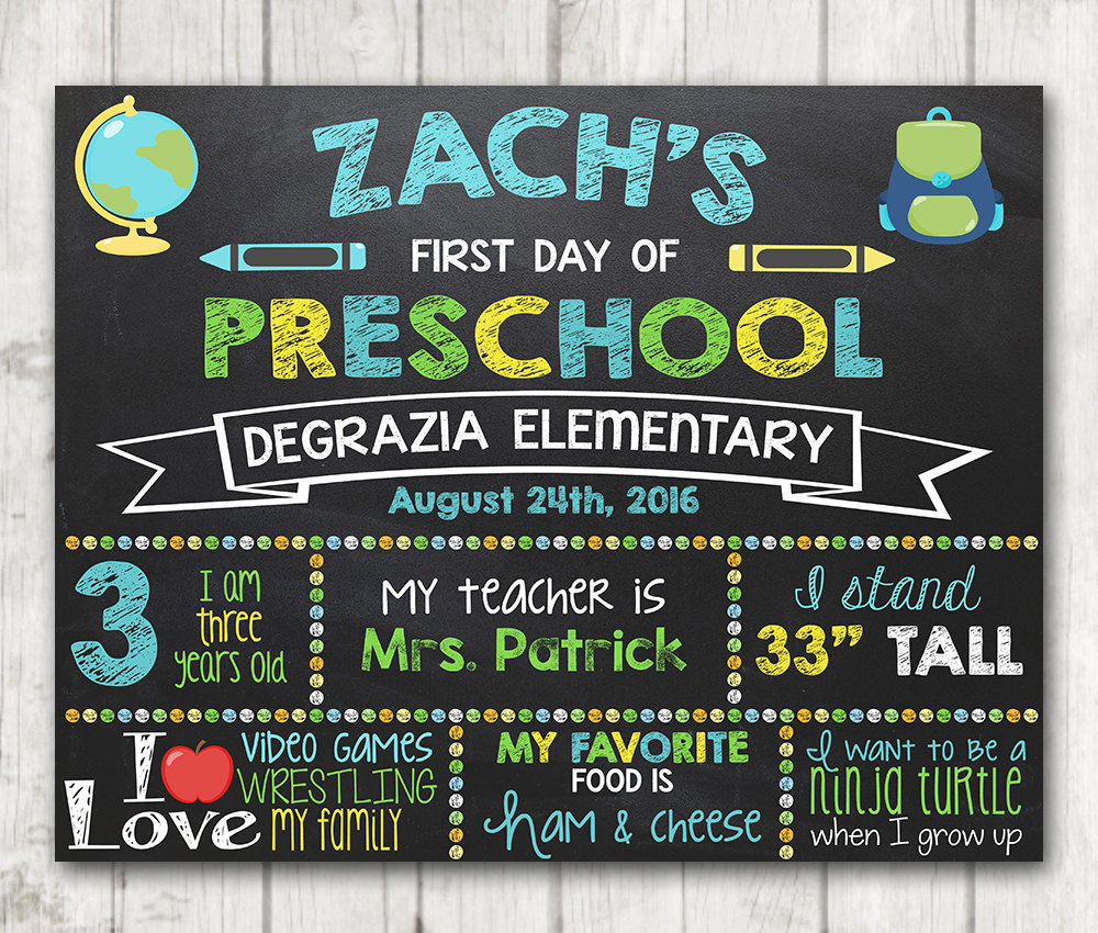 Boy Printable First Day Of School Sign First Day Of 