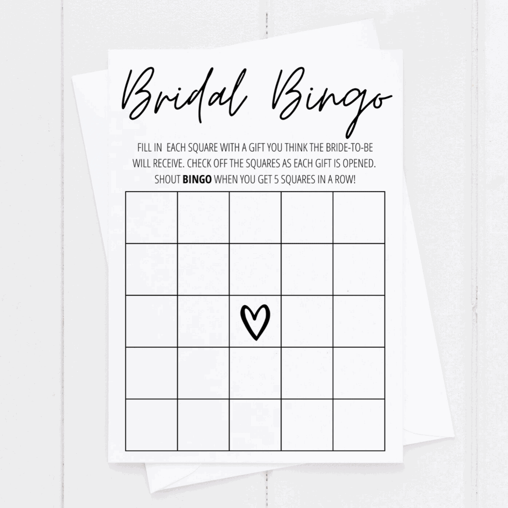 Bridal Shower Bingo Free Printable Modern MOH