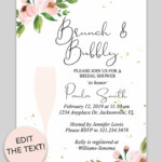 Bridal Shower Printable Invitation Floral Bubbly