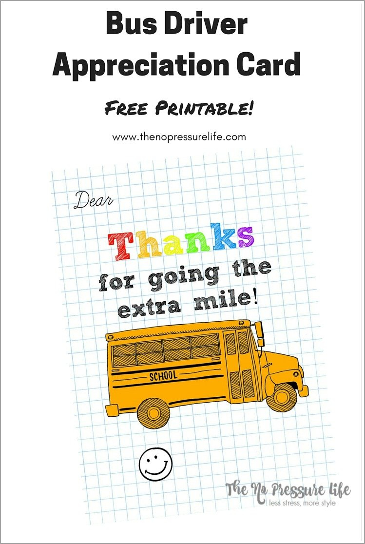 Bus Driver Appreciation Card Free Printable