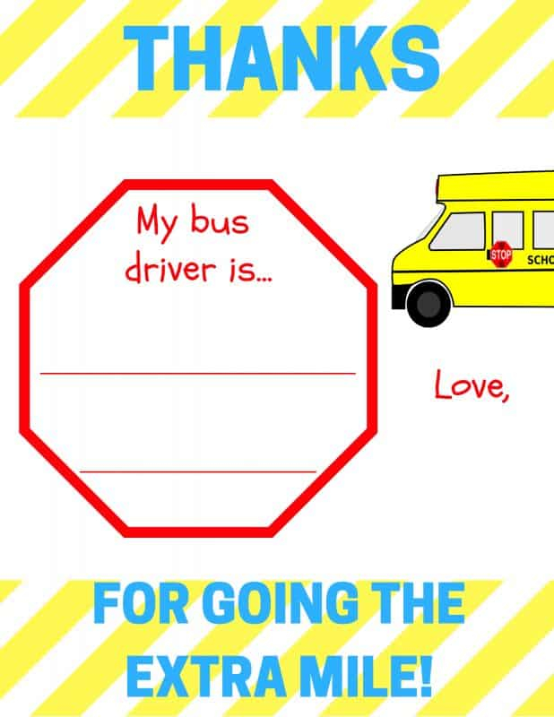Bus Driver Appreciation Printable Thanks For Going The 