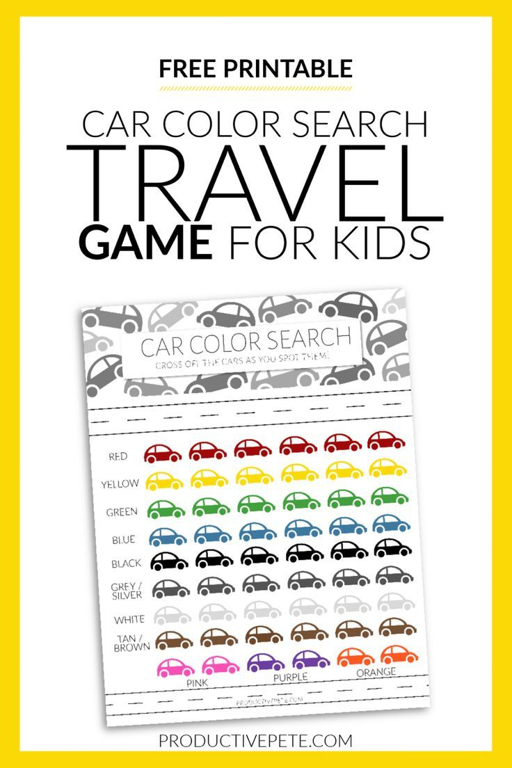 Car Color Search Printable Road Trip Game For Kids 