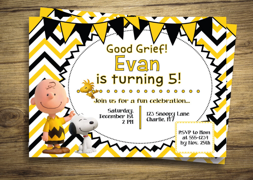 Charlie Brown Snoopy Birthday Party Invitation Peanuts