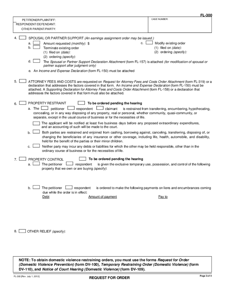 Child Custody Form California Free Download