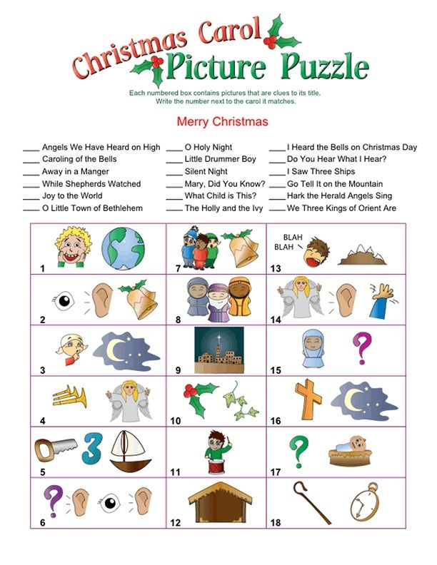 Christmas Carol Picture Puzzle Christmas Song Games 