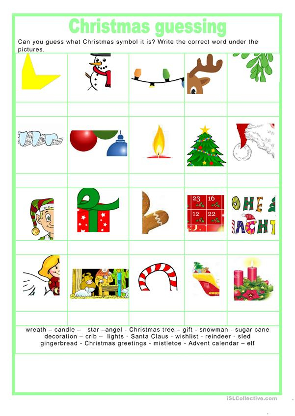 Christmas Guessing Worksheet Free ESL Printable 