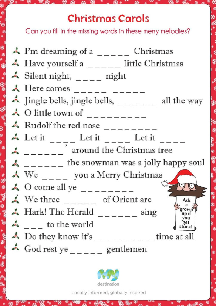 Christmas Song Lyrics Game Free Printable Free Printable