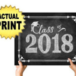 Class Of 2018 Graduation Sign Printed Chalkboard Grad
