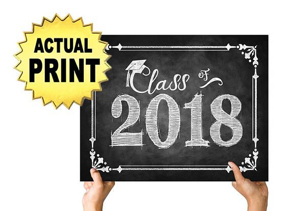 Class Of 2018 Graduation Sign Printed Chalkboard Grad 