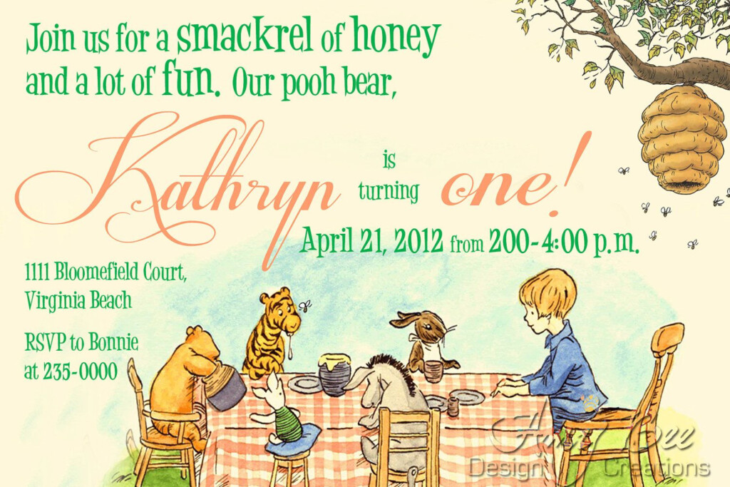Classic Pooh Birthday Invitation Printable Etsy 
