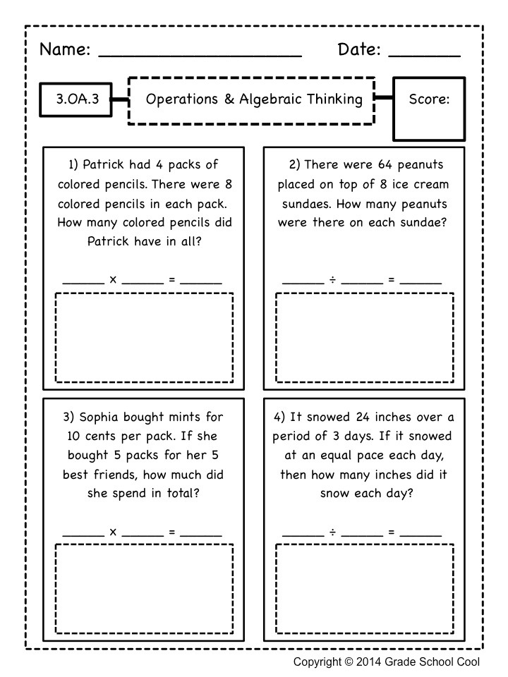 Common Core Math Standards 3rd Grade Grade School Cool