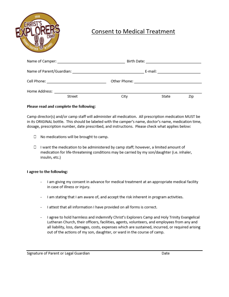 Consent Form Holy Trinity Ev Lutheran Church And School 