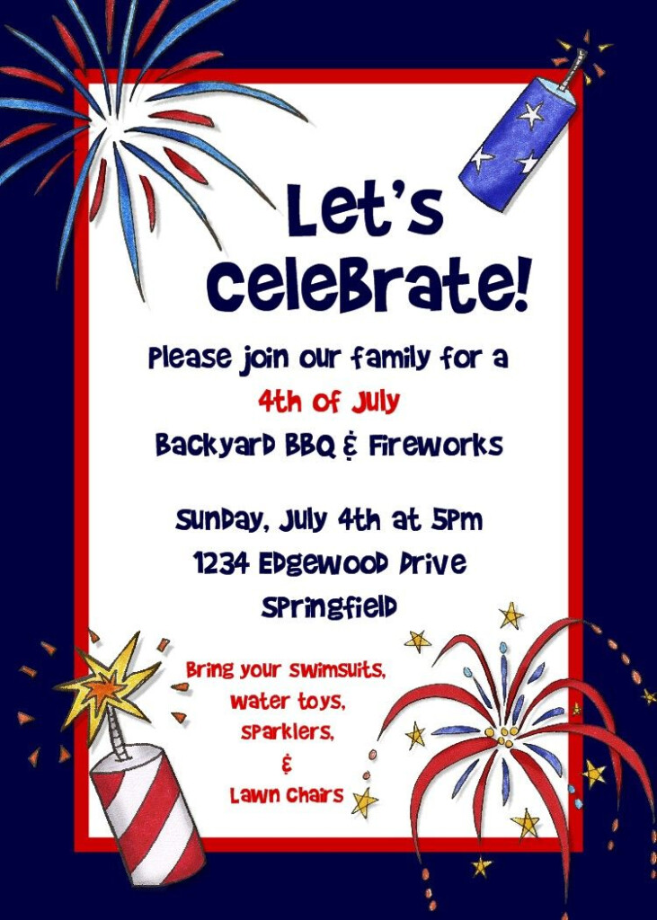 Cute Invitation Fourth Of July 4th Of July Party 