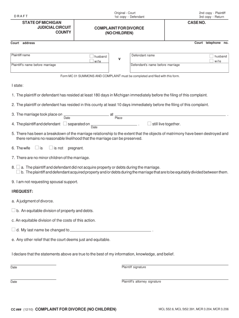 Divorce In Michigan Fill Out And Sign Printable PDF 