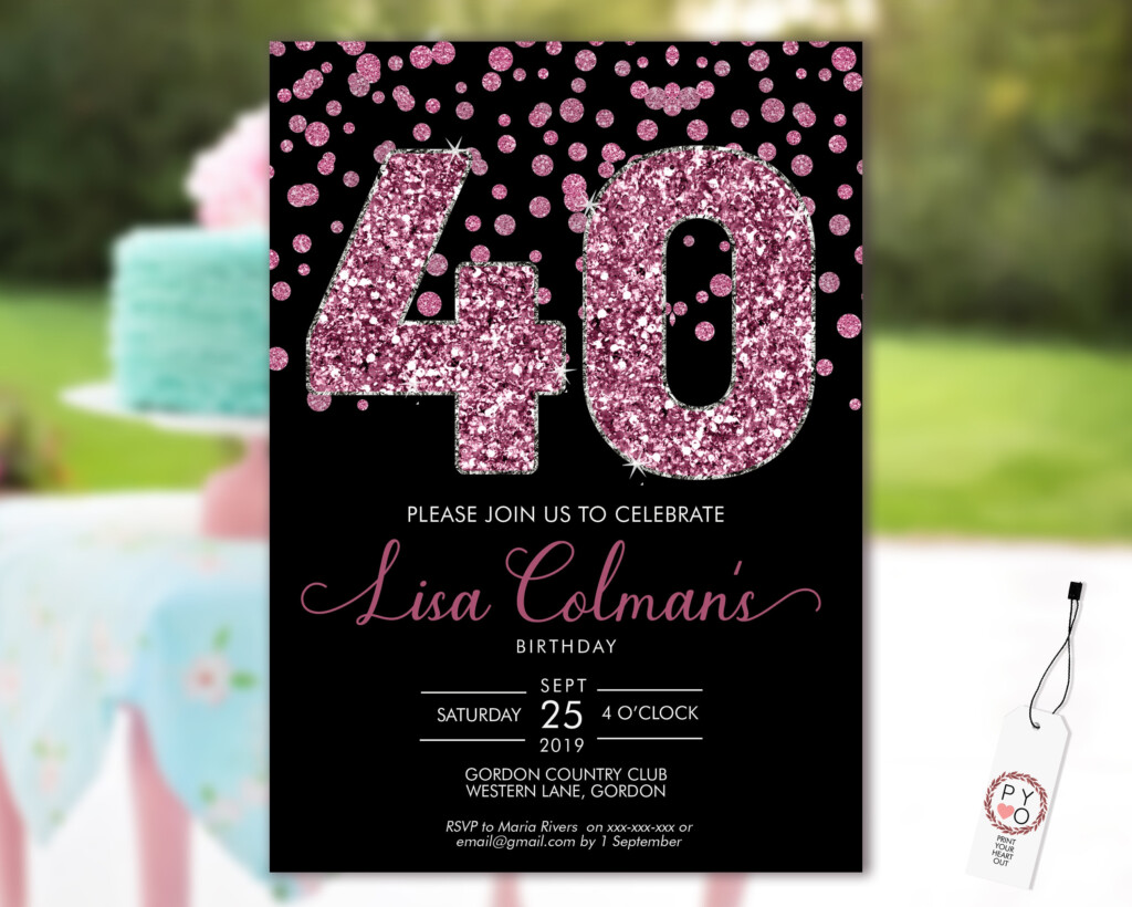 DIY 40th Birthday Confetti Invitation Printable Template 