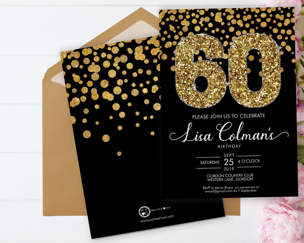 DIY 60th Birthday Confetti Invitation Printable Template 
