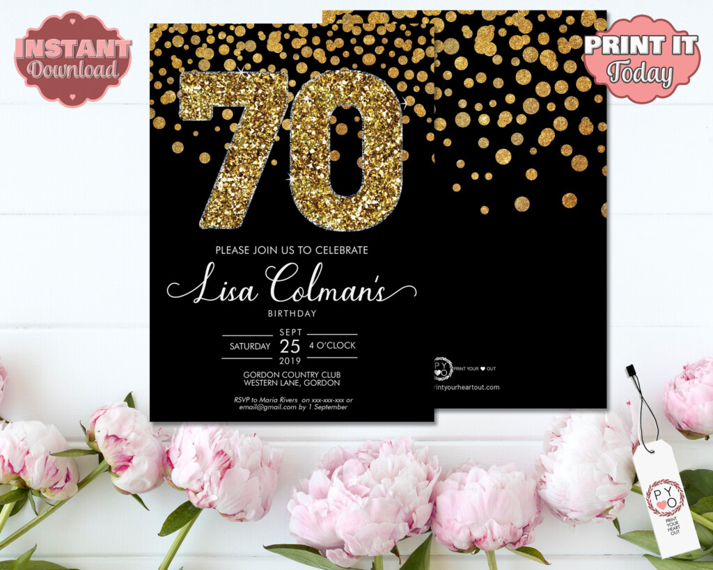 DIY 70th Birthday Confetti Invitation Printable Template 