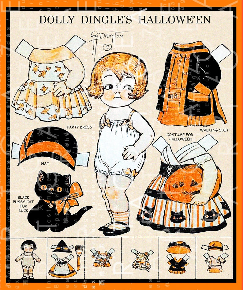 DOLLY DINGLE S HALLOWEEN Costume Printable Vintage Paper 