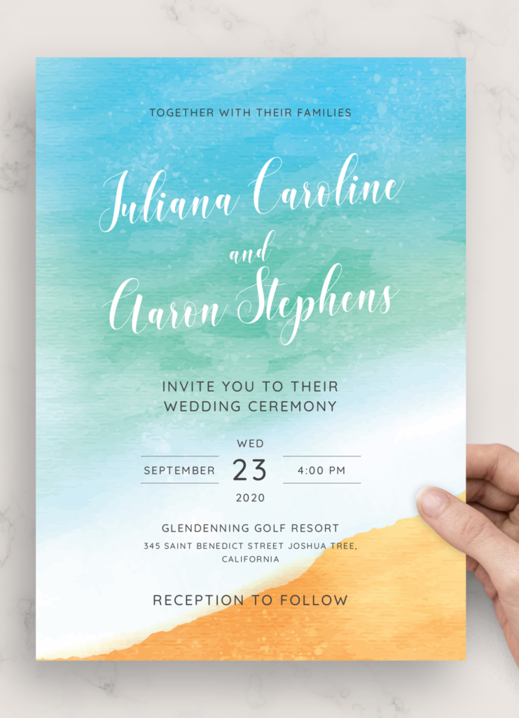 Download Printable Sea Breeze Beach Wedding Invitation PDF