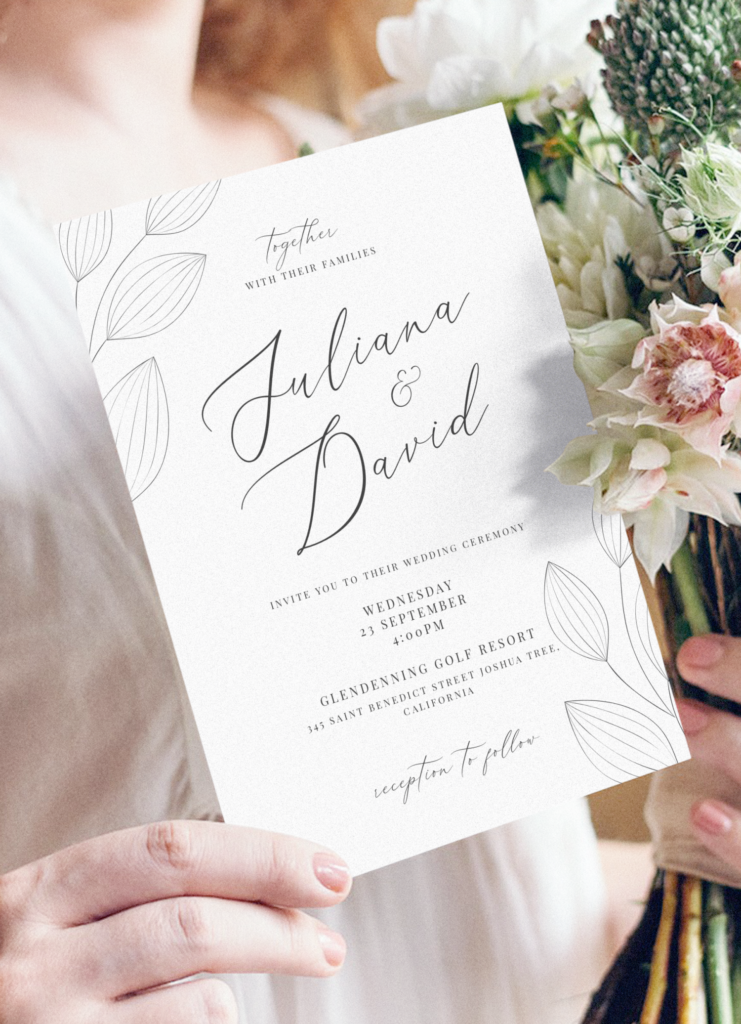 Download Printable Simple Floral Wedding Invitation Suite PDF