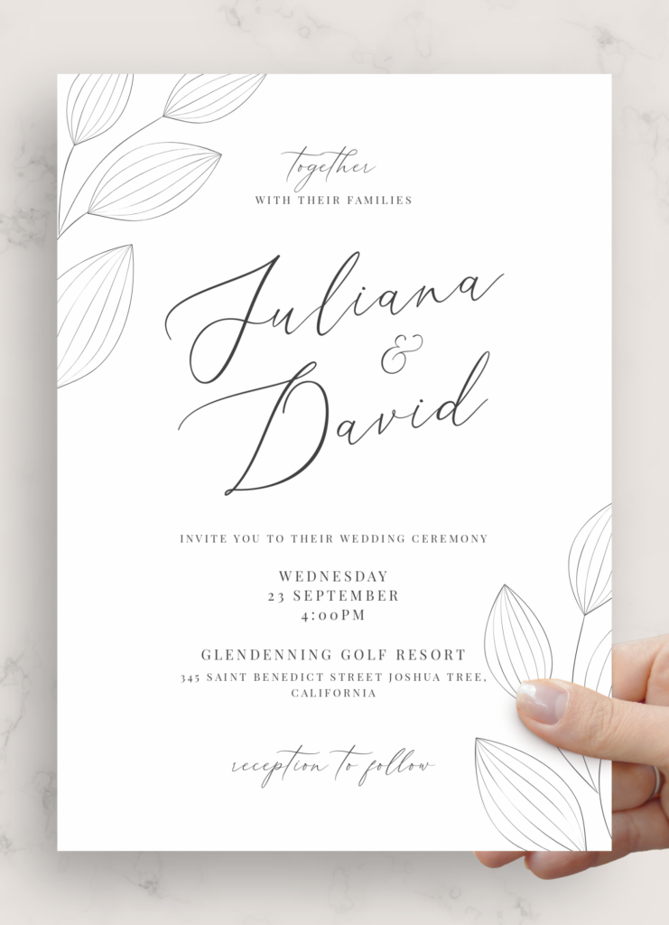 Download Printable Simple Floral Wedding Invitation Suite PDF