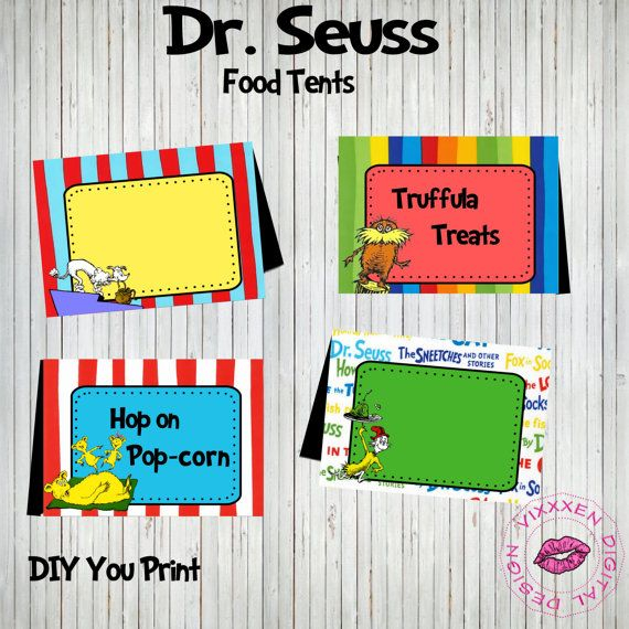 Dr Seuss Food Tents BLANK Printable File By 