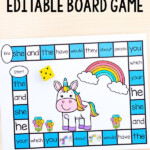 Editable Unicorn Board Game Kindergarten Games Sight