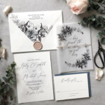 Elegant Botanical Vellum Wrapped Wedding Invitation In