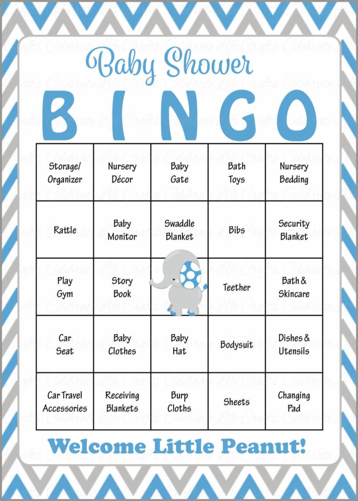 Elephant Baby Shower Baby Bingo Cards Printable 