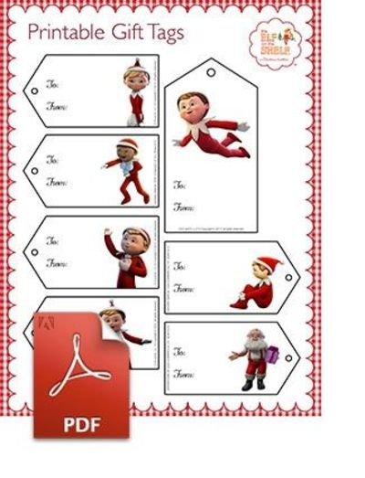 Elf On The Shelf Printable Gift Tags Christmas Xmas