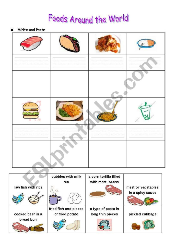 English Worksheets Foods Around The World