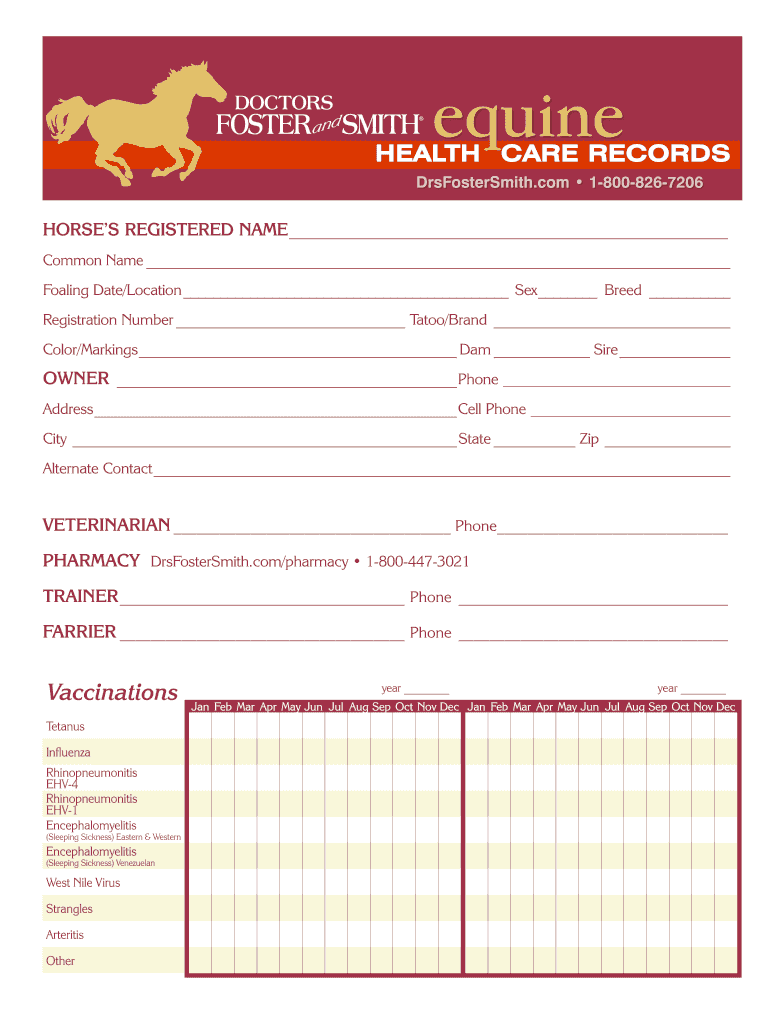 Equine Records Template Fill Online Printable Fillable 