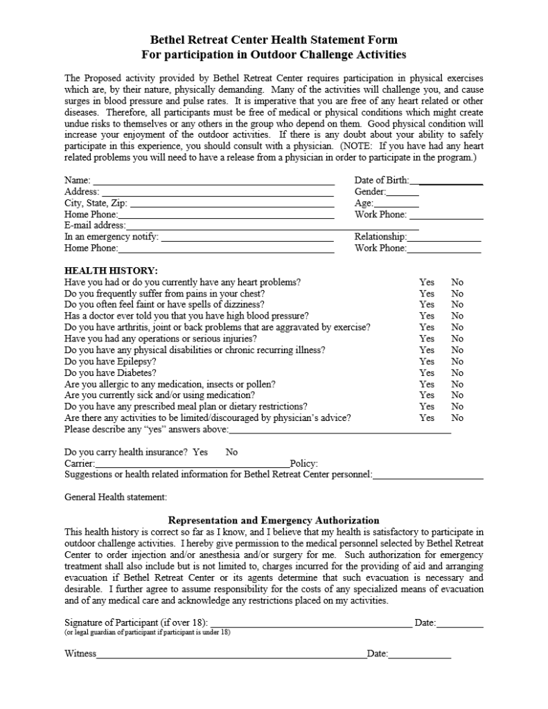 Facilities Release Form Holy Trinity Ev Lutheran Church 