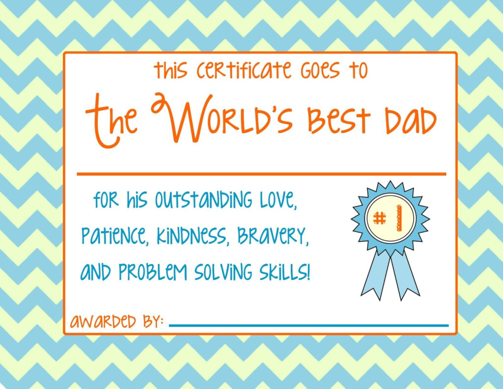 Father s Day Certificate PRINT Gift Certificate Template 