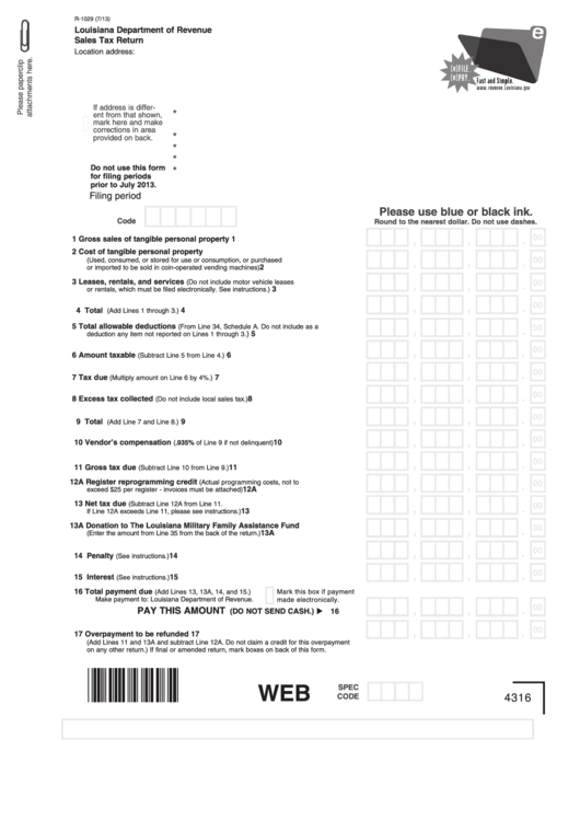 Fillable Form R 1029 Sales Tax Return Printable Pdf Download