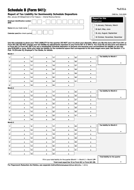 Fillable Schedule B Form 941 Schedule Printable