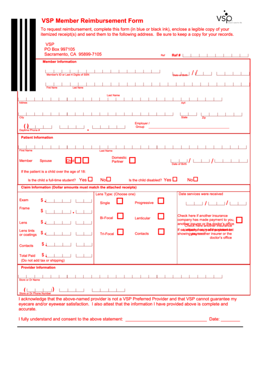 Fillable Vsp Claim Form County Information Resources 