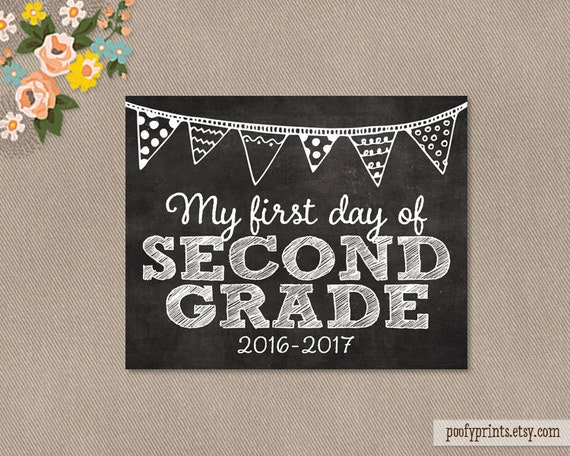 First Day Of 2nd Grade Chalkboard Printable Sign 8 By 