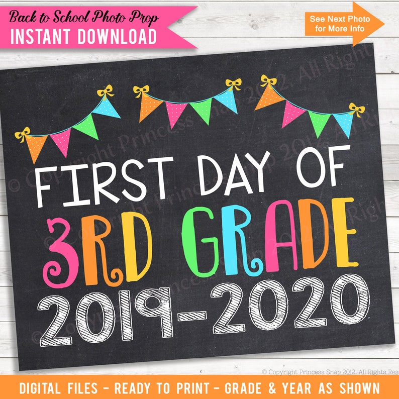 First Day Of 3rd Grade 2019 2020 Third Grade Photo Prop Etsy