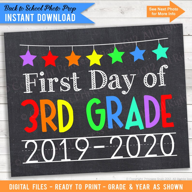 First Day Of 3rd Grade 2019 2020 Third Grade Photo Prop Etsy