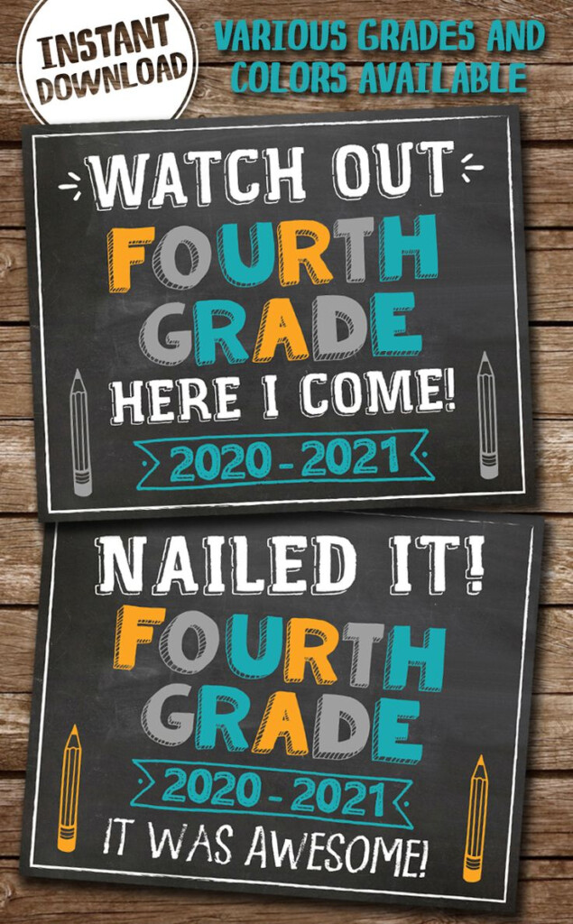 First Day Of 4th Grade 2020 2021 PRINTABLE Chalkboard Sign 