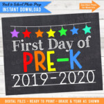 First Day Of Pre K 2019 2020 School Photo Prop Rainbow Etsy