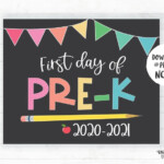 First Day Of Pre K Sign Girl Printable First Day Of School