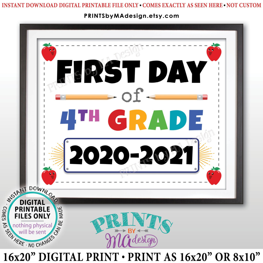 First Day Of School Sign Fourth Grader Starting 4th 