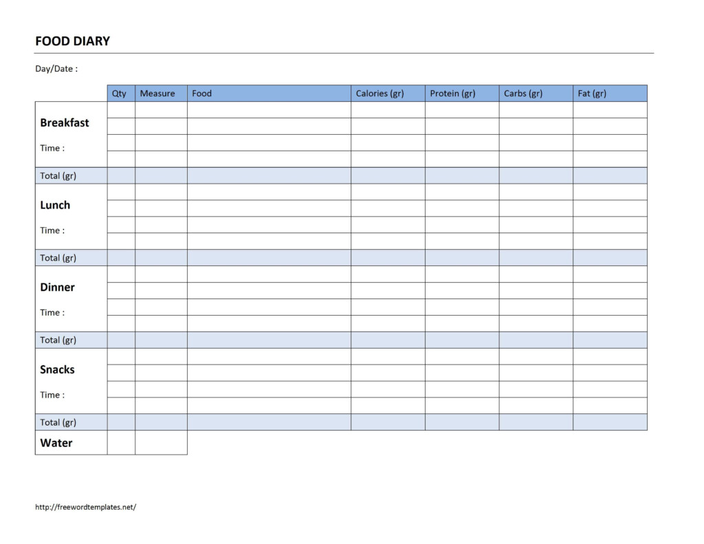 Food Diary Log Free Printable Calorie Counter Journal 