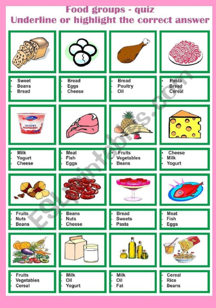 Food Groups Quiz Worksheet Group Meals Food Groups 