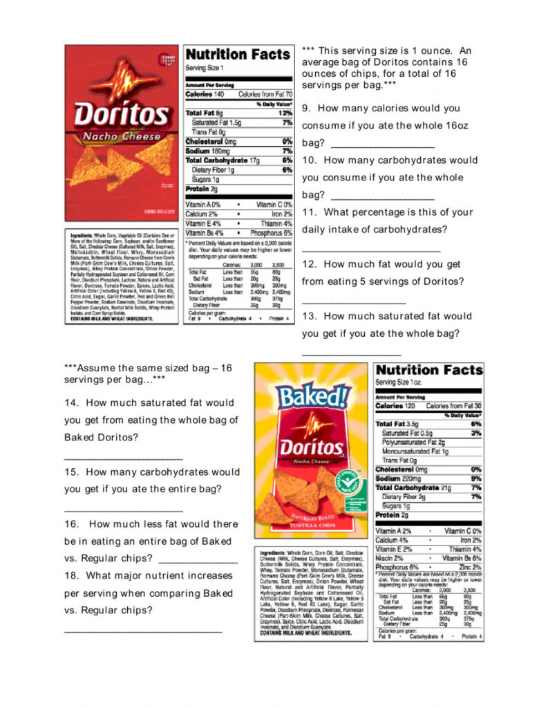 food label practice worksheet